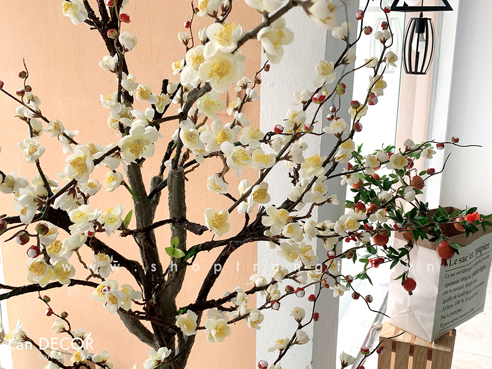 Cây mận trắng trang trí nhà đẹp Landecor (160cm) - CC378.1
