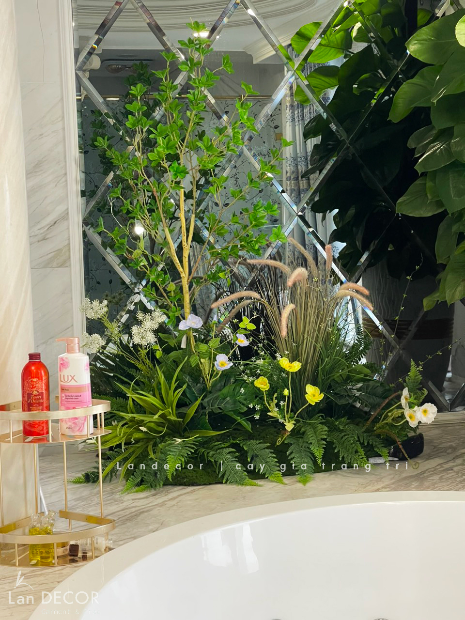DECOR SÂN VƯỜN VỚI BỒN RÊU LAU THIẾT KẾ LAN DECOR- RC010