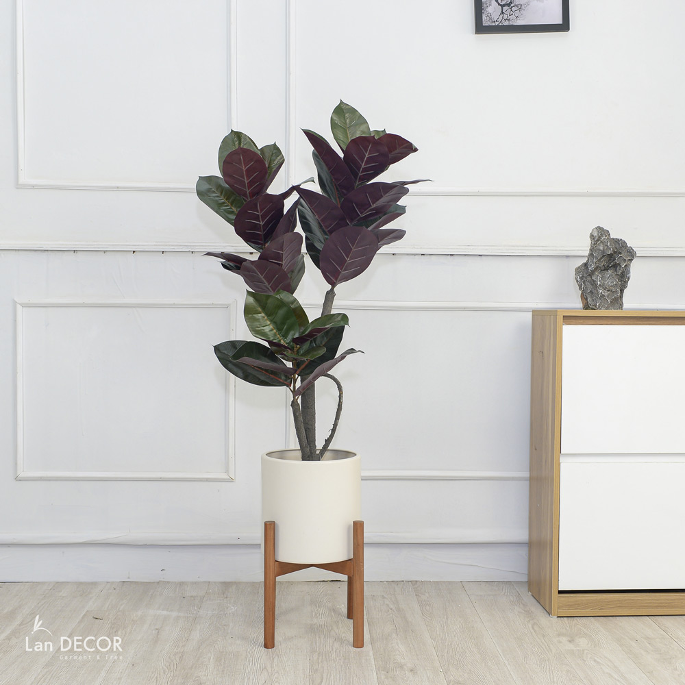 Cây Bàng Singapore lá đỏ cây giả trang trí Lan Decor  (110cm) - LC2918-1