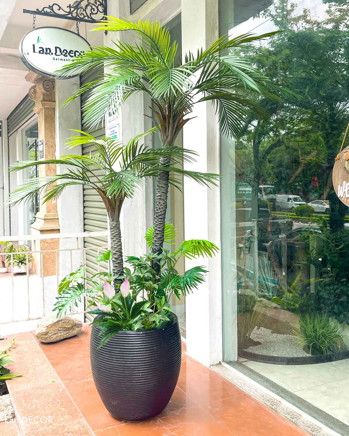 Cây Giả - Cây Dừa Giả 2 Thân Thiết Kế Văn Phòng Hiện Đại (210cm)- LC3567- ghép