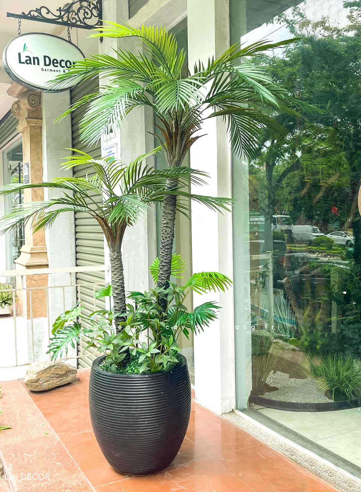 Cây Giả - Cây Dừa Giả 2 Thân Thiết Kế Văn Phòng Hiện Đại (210cm)- LC3567- ghép