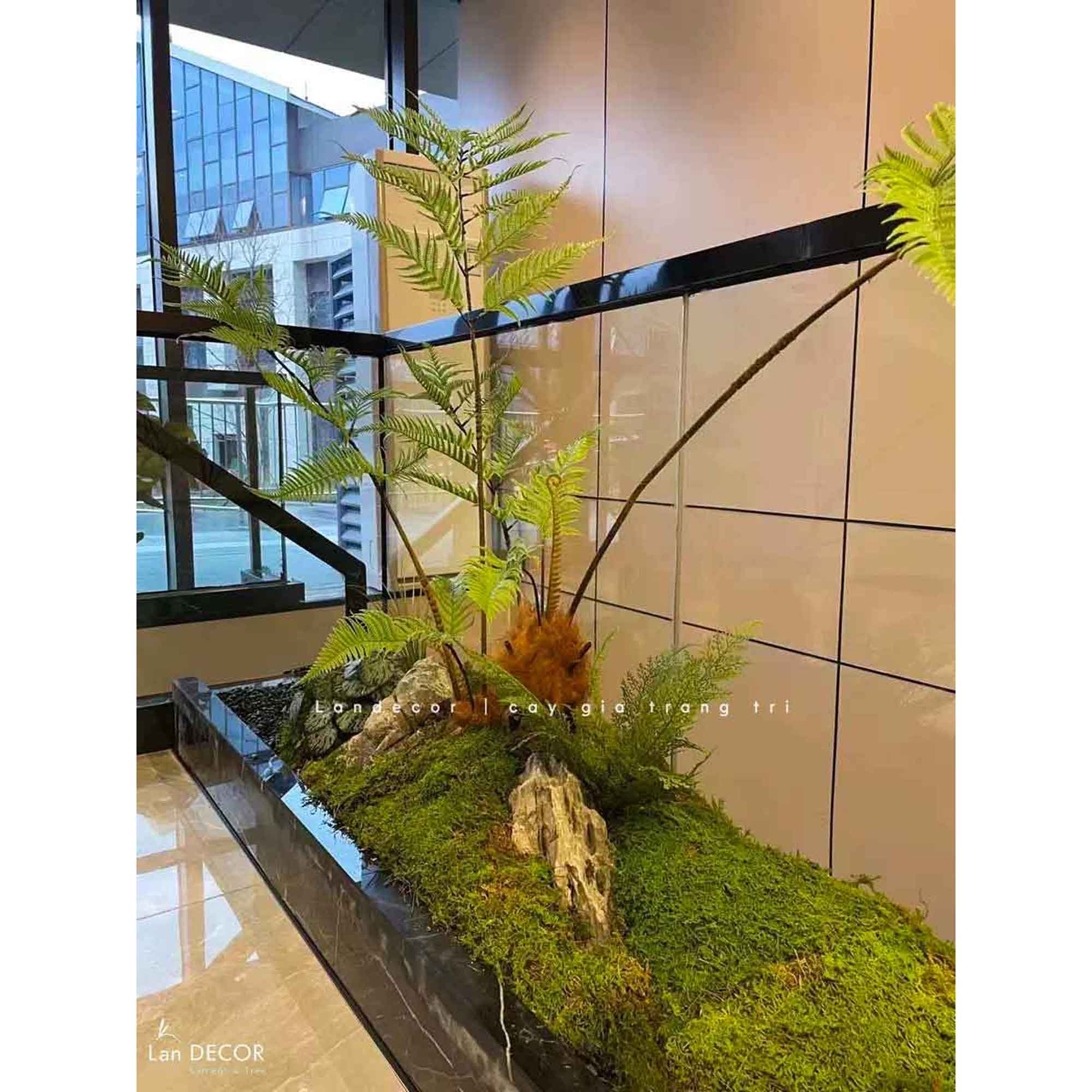 Bồn Rêu Tiểu Cảnh- Bồn Dương Xỉ Culi Trang Trí Sảnh Văn phòng (180x50x150cm)- RC072