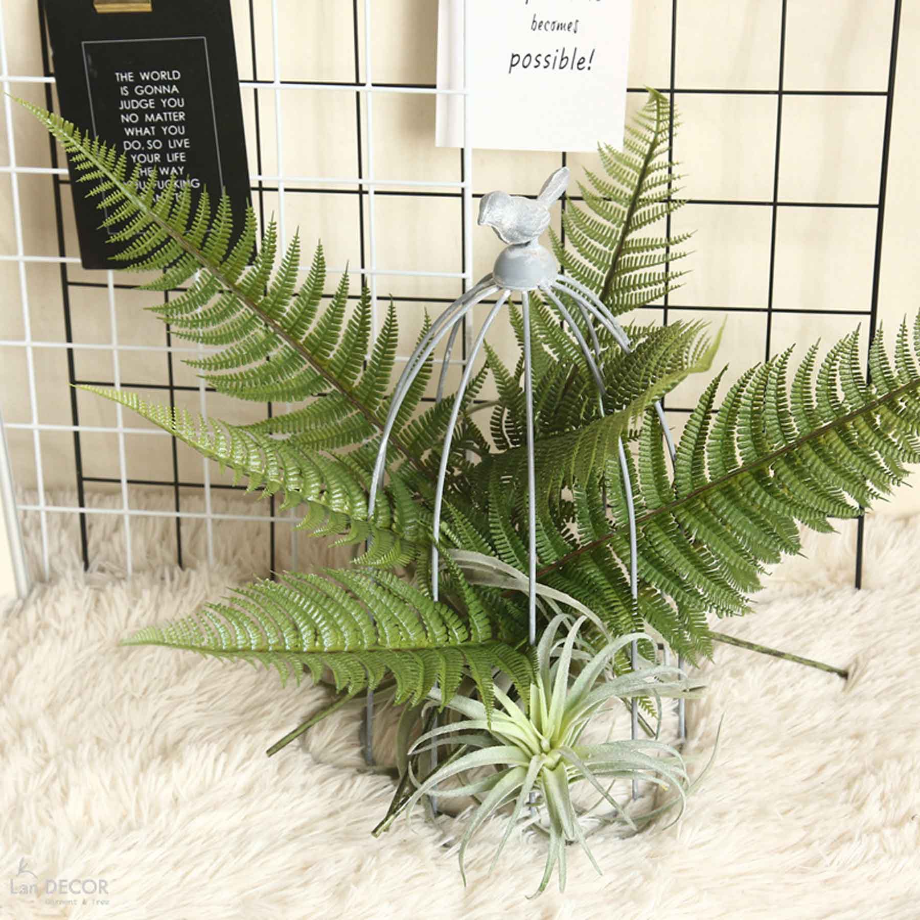 Cành Lá Giả Decor- Cành Dương Xỉ Xanh Giả Trang Trí (52cm)- HC1284