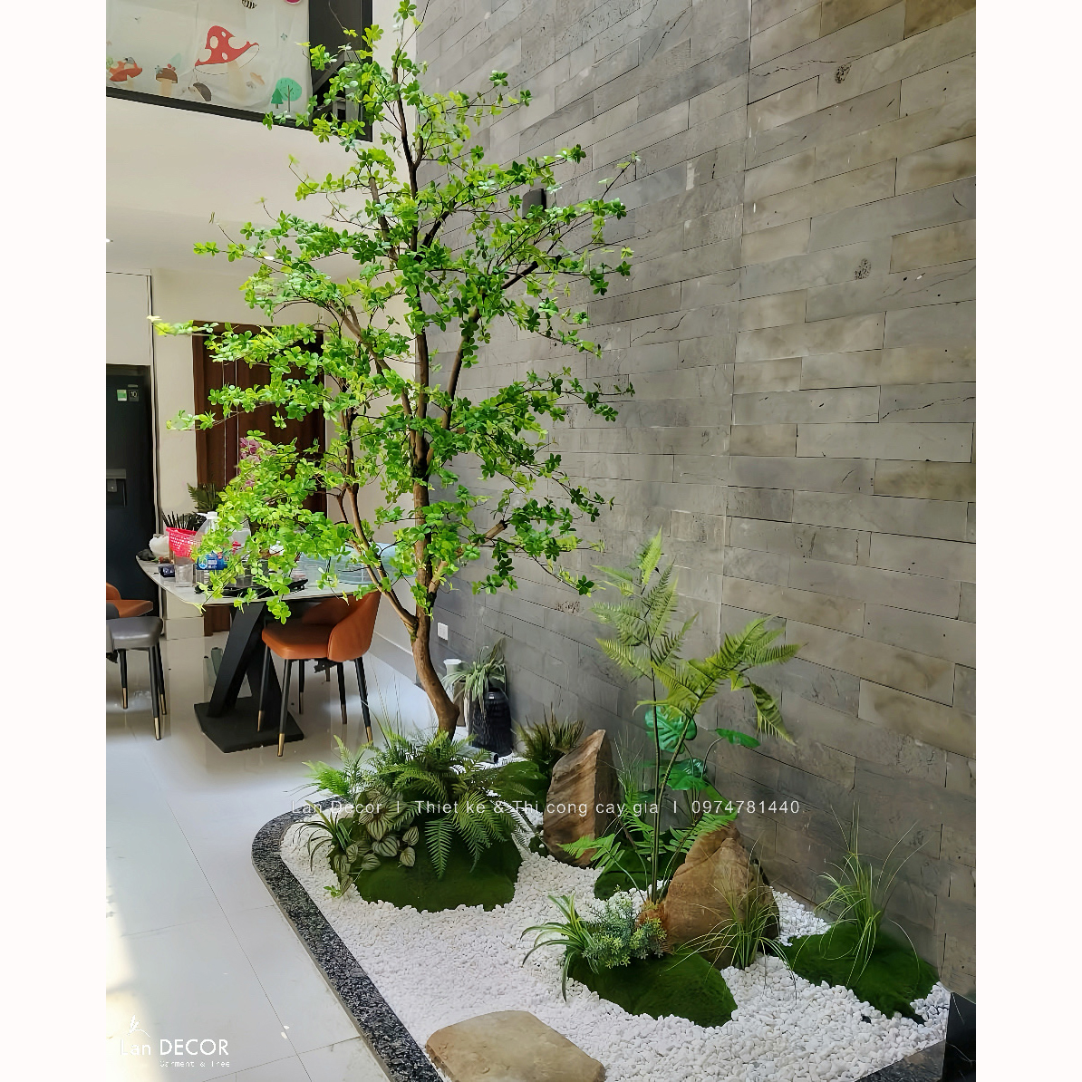 Thiết Kế Tiểu Cảnh Giếng Trời, Decor Cây Thạch Nam Giả Đẹp Tự Nhiên
