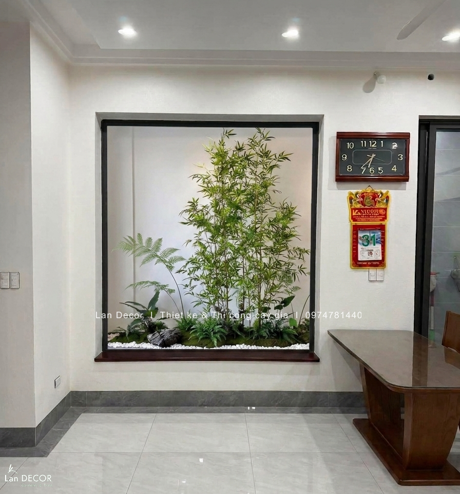 Tiểu Cảnh Tre Trúc Giả Decor Căn Hộ, Thiết Kế Không Gian Xanh