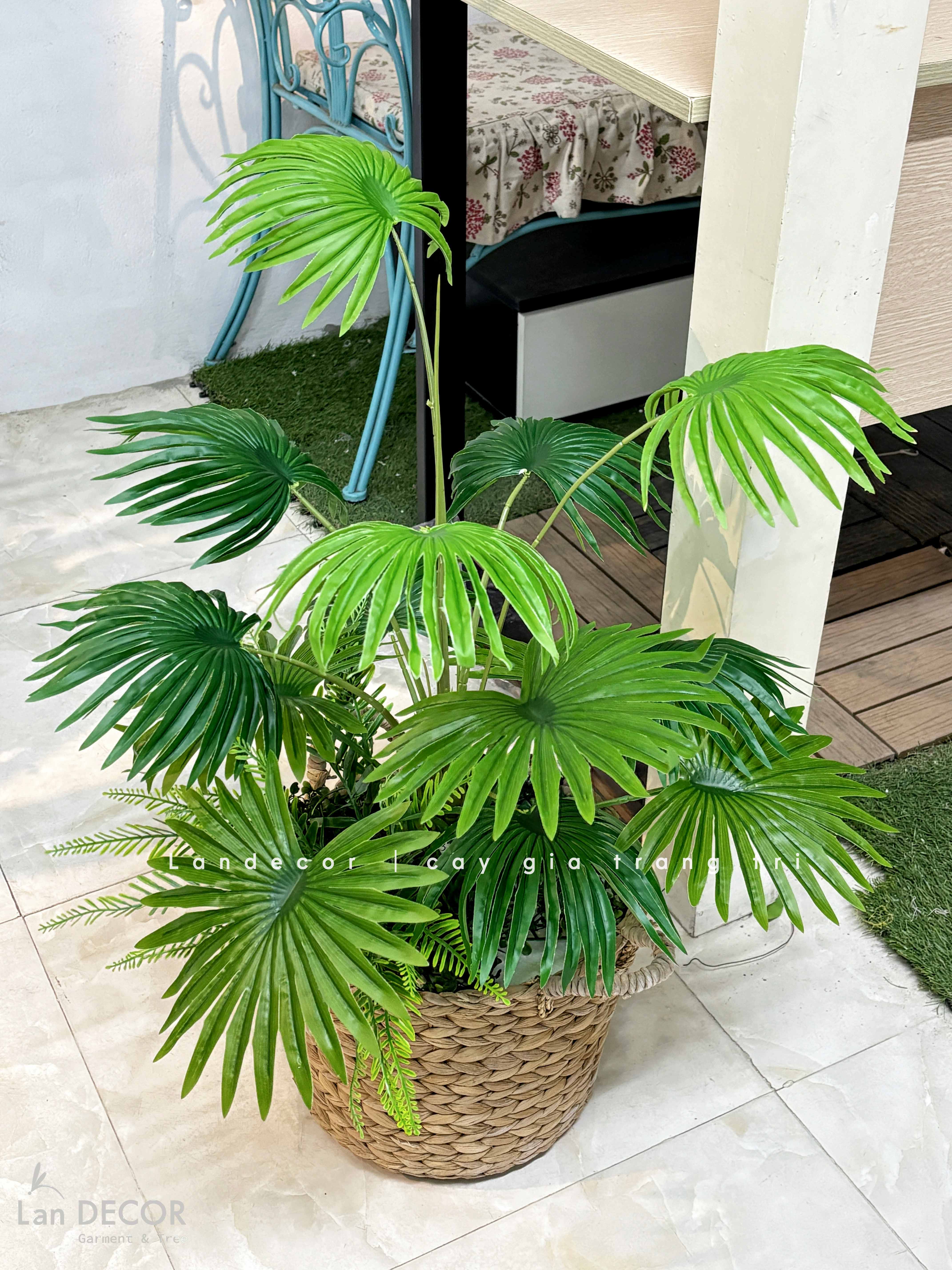 Giỏ Cây Giả Trang Trí- Giỏ Cây Cọ Giả Decor Không Gian Nội Thất (65cm)- CC1347