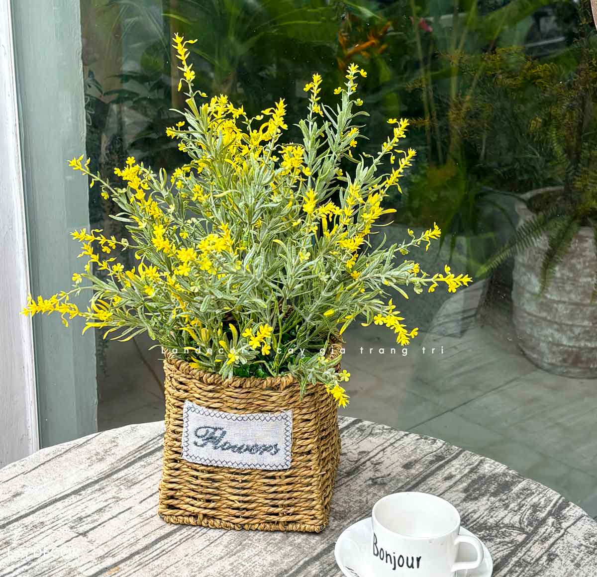 Hoa Oải Hương Giả Trang Trí- Giỏ Oải Hương Giả Trang Trí Không Gian (45cm)- CC1469-4