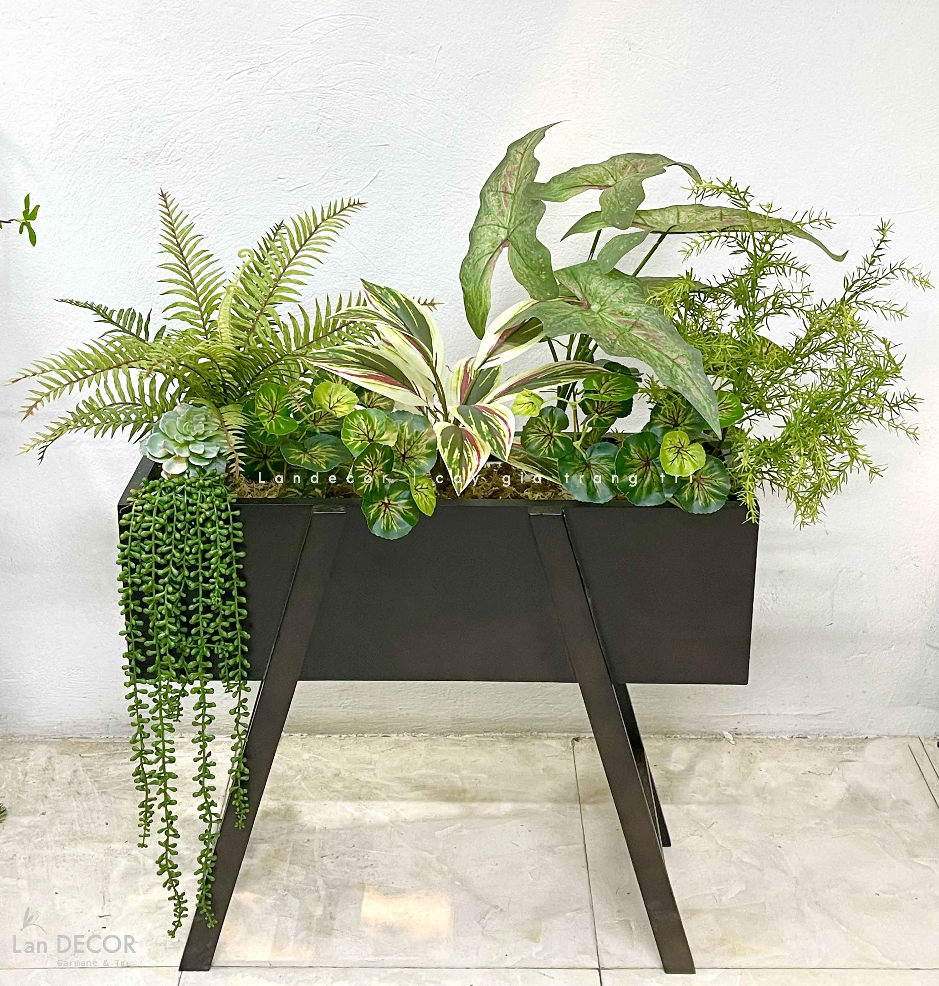 Kệ Cây Giả Trang Trí- Kệ Cây Giả Decor Cửa Hiệu Xanh, Trang Trí Không Gian Hiện Đại (100X50X110cm) - BC274