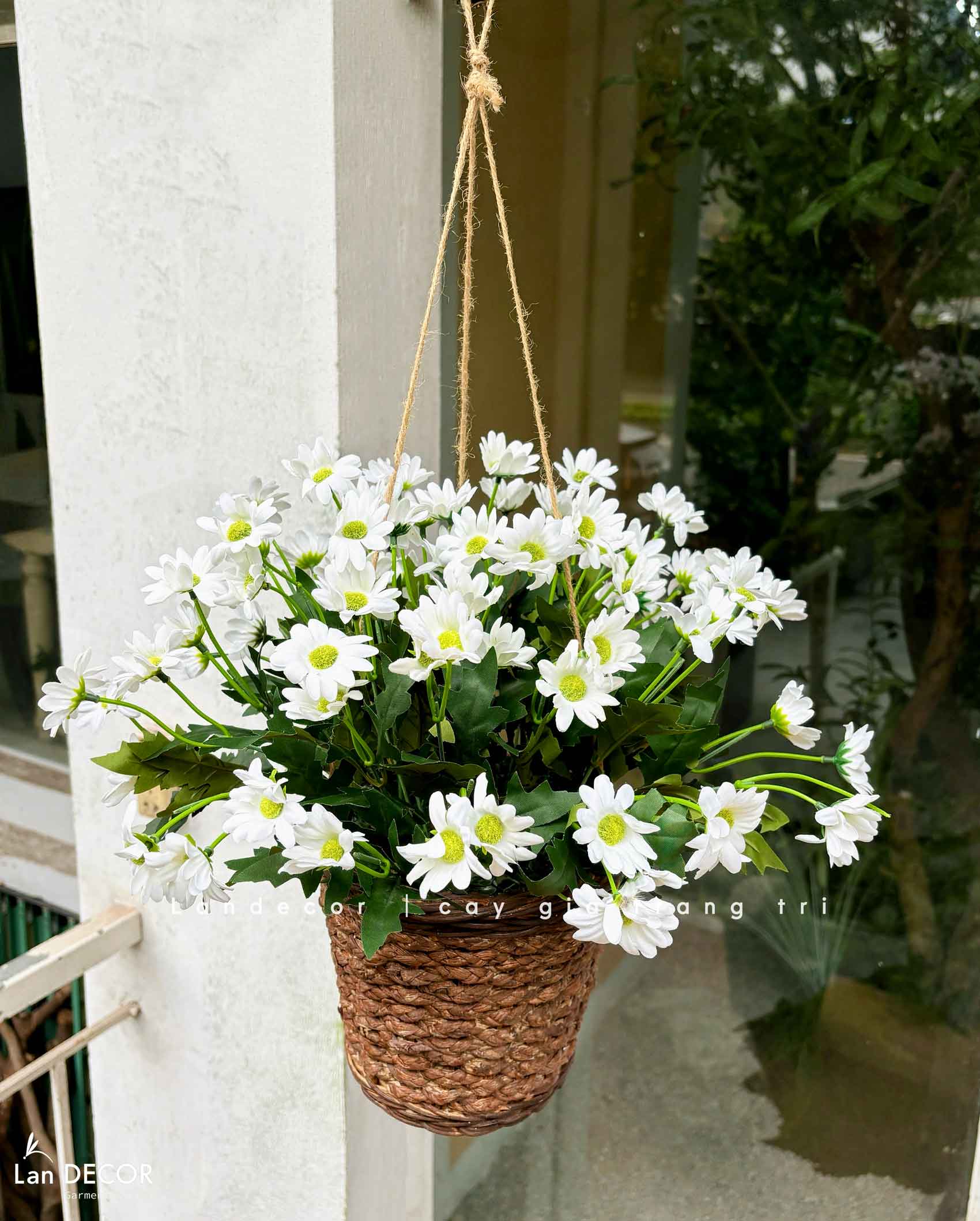 Giỏ Hoa Treo- Giỏ Cúc Mắt Ngọc Treo Tường Decor Cửa Hiệu (35cm)- CC1314