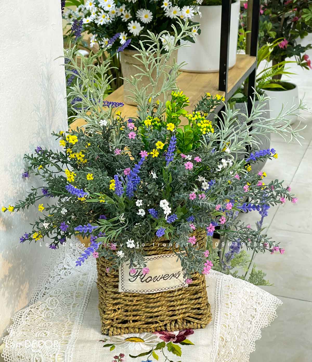 Giỏ Hoa Nhí Decor Nhà Đẹp (55cm)- CC1043
