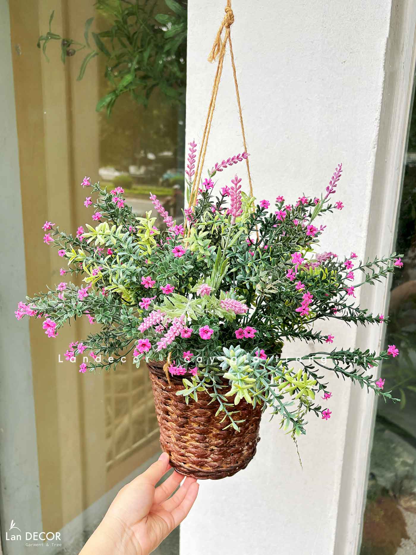 Giỏ Hoa Treo Giả - Giỏ Hoa Nhí Treo Trang Trí Không Gian Tươi Tắn (40cm)- CC1312