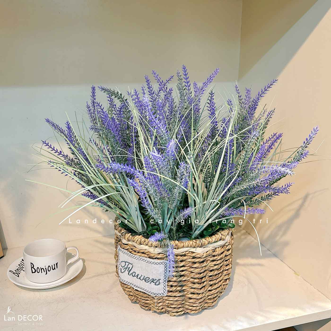 Hoa Giả Decor- Giỏ Hoa Oải Hương Để Bàn, Trang Trí Kệ Tủ - CC1141