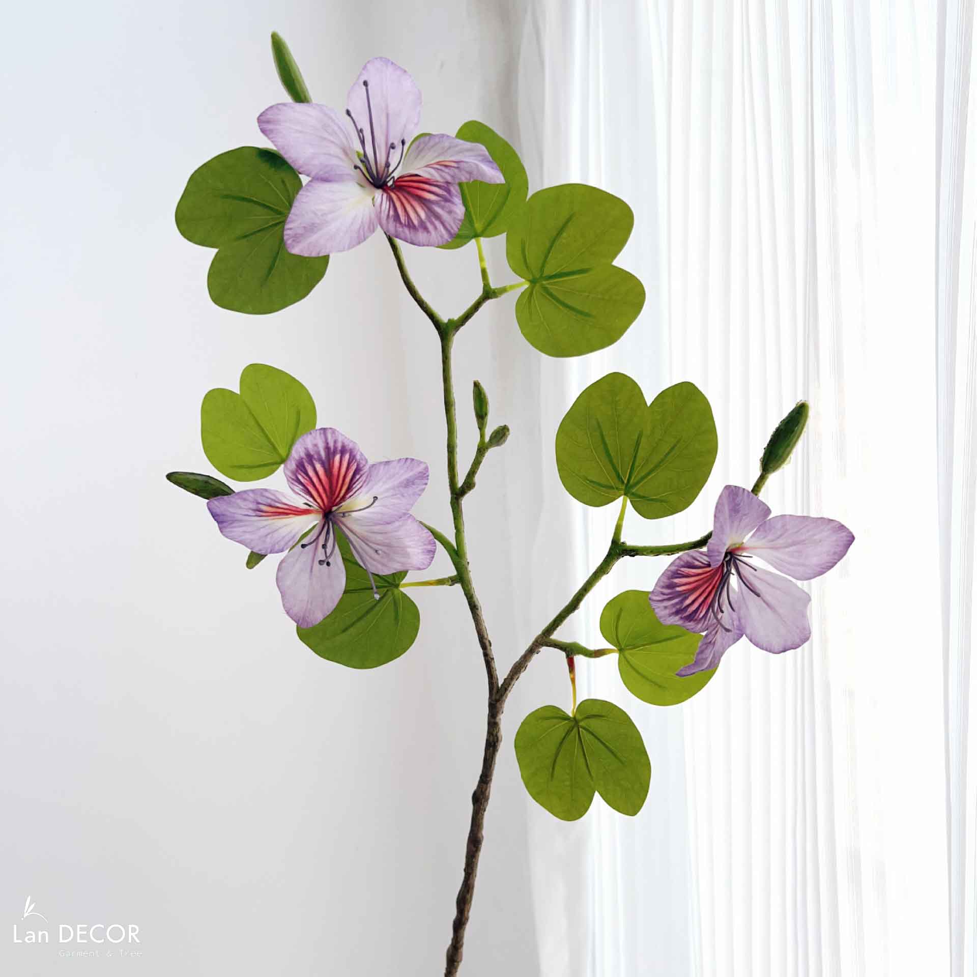Hoa Giả Decor- Cành Hoa Ban Giả Trang Trí Tiểu Cảnh (60cm,3 hoa)- HC1296