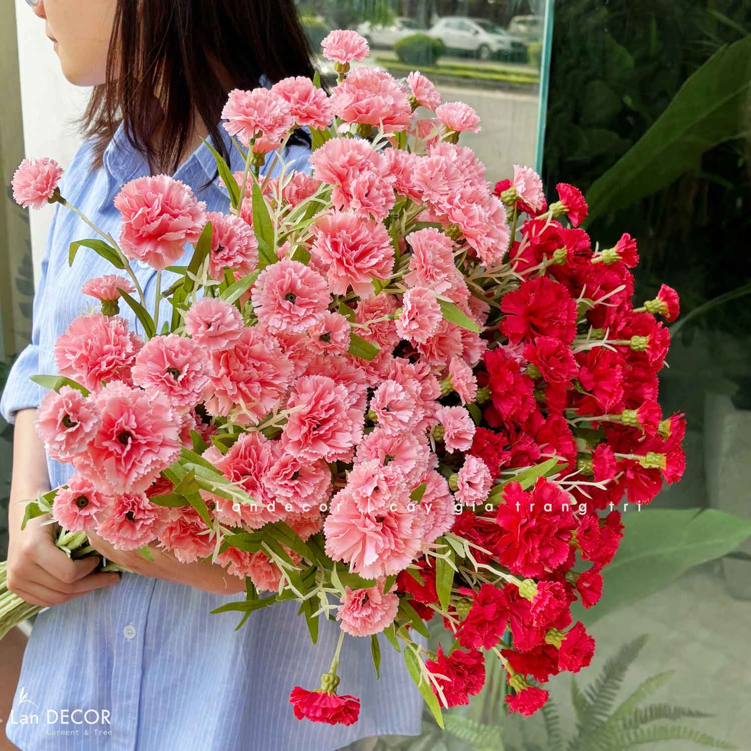 Hoa Giả Decor- Hoa Cẩm Chướng Trang Trí Nhà Đẹp (70cm) - HC0108