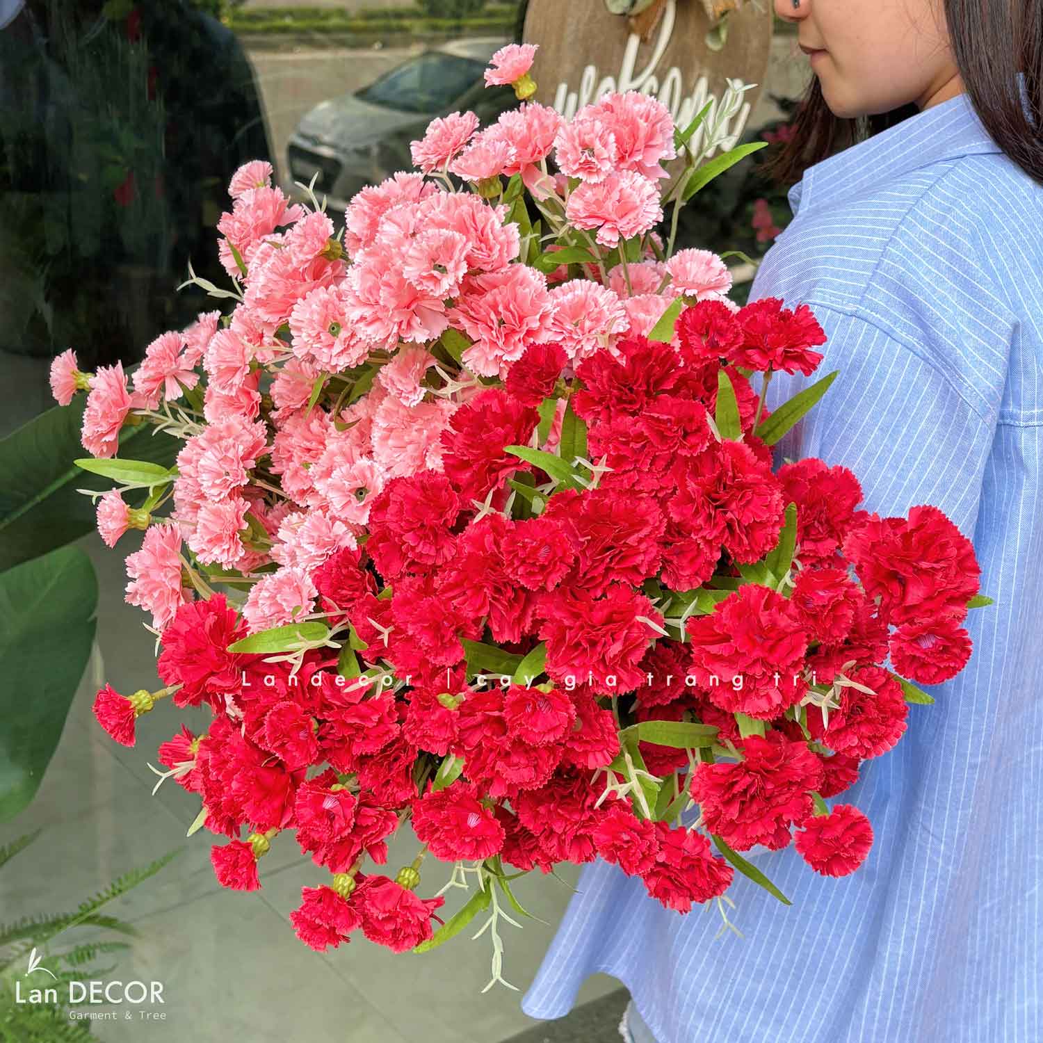 Hoa Giả Decor- Hoa Cẩm Chướng Trang Trí Nhà Đẹp (70cm) - HC0108