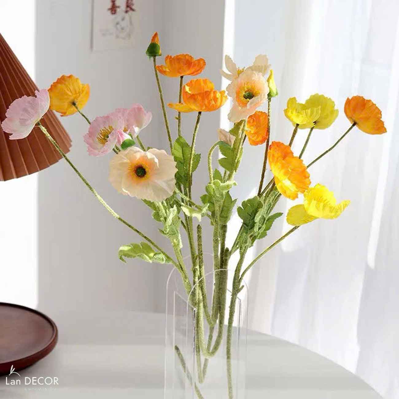 CÀNH HOA ANH TÚC GIẢ TRANG TRÍ (60cm) - HC1081