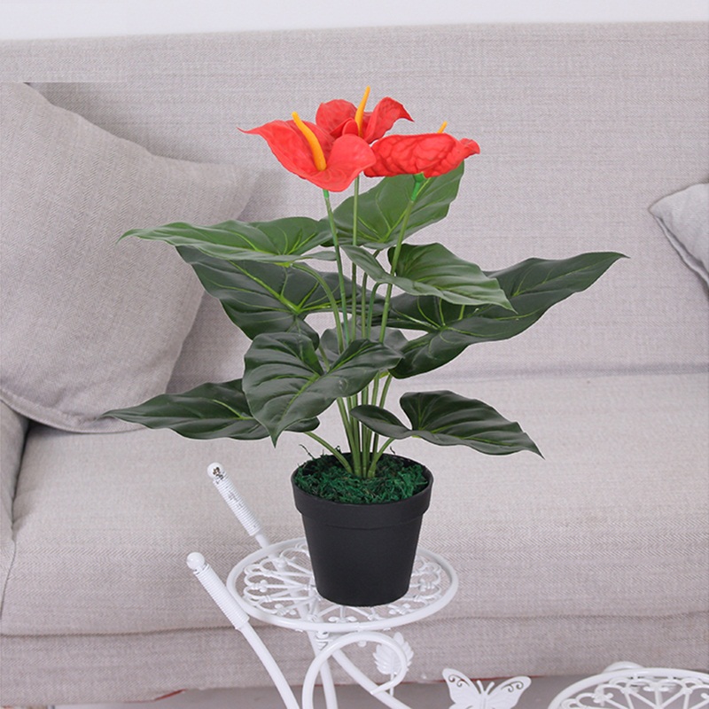 Cây hồng môn cây giả trang trí hiện đại Lan Decor (45cm) - LC2135