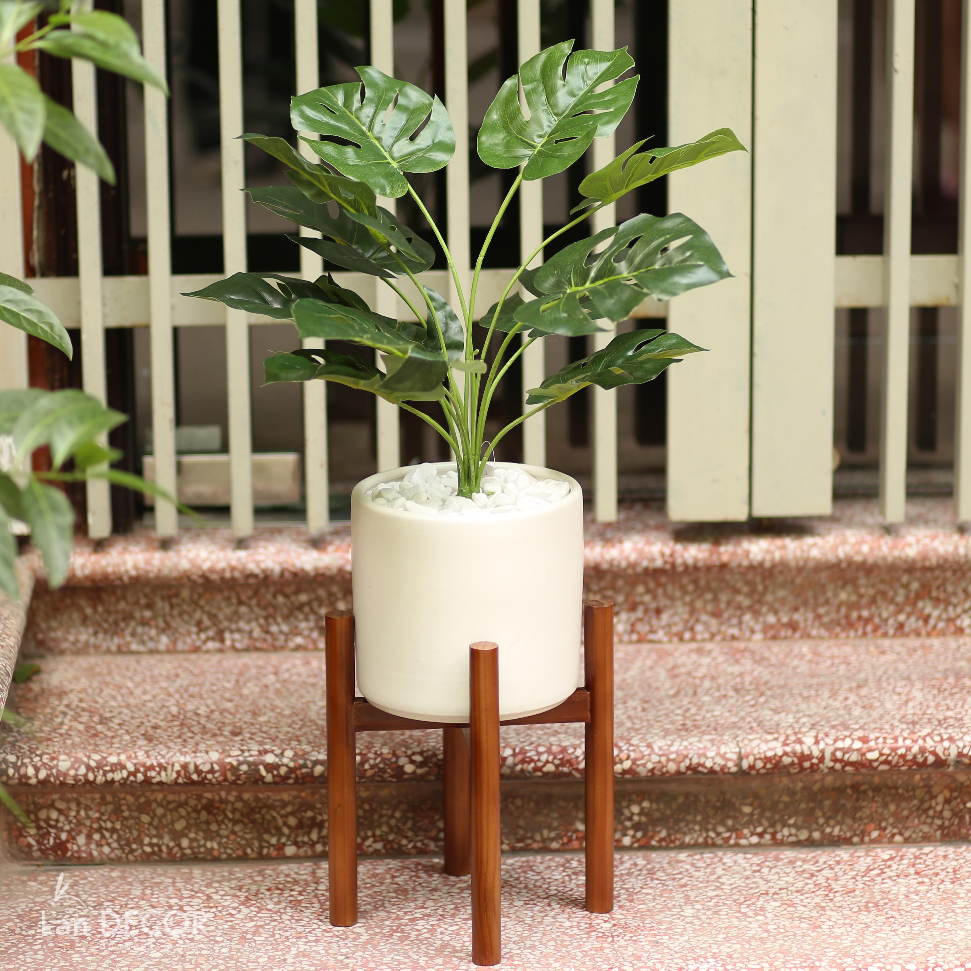 BG187 - CHẬU GỐM SỨ TRỤ TRÒN TRẮNG TRỒNG CÂY (26 CM)