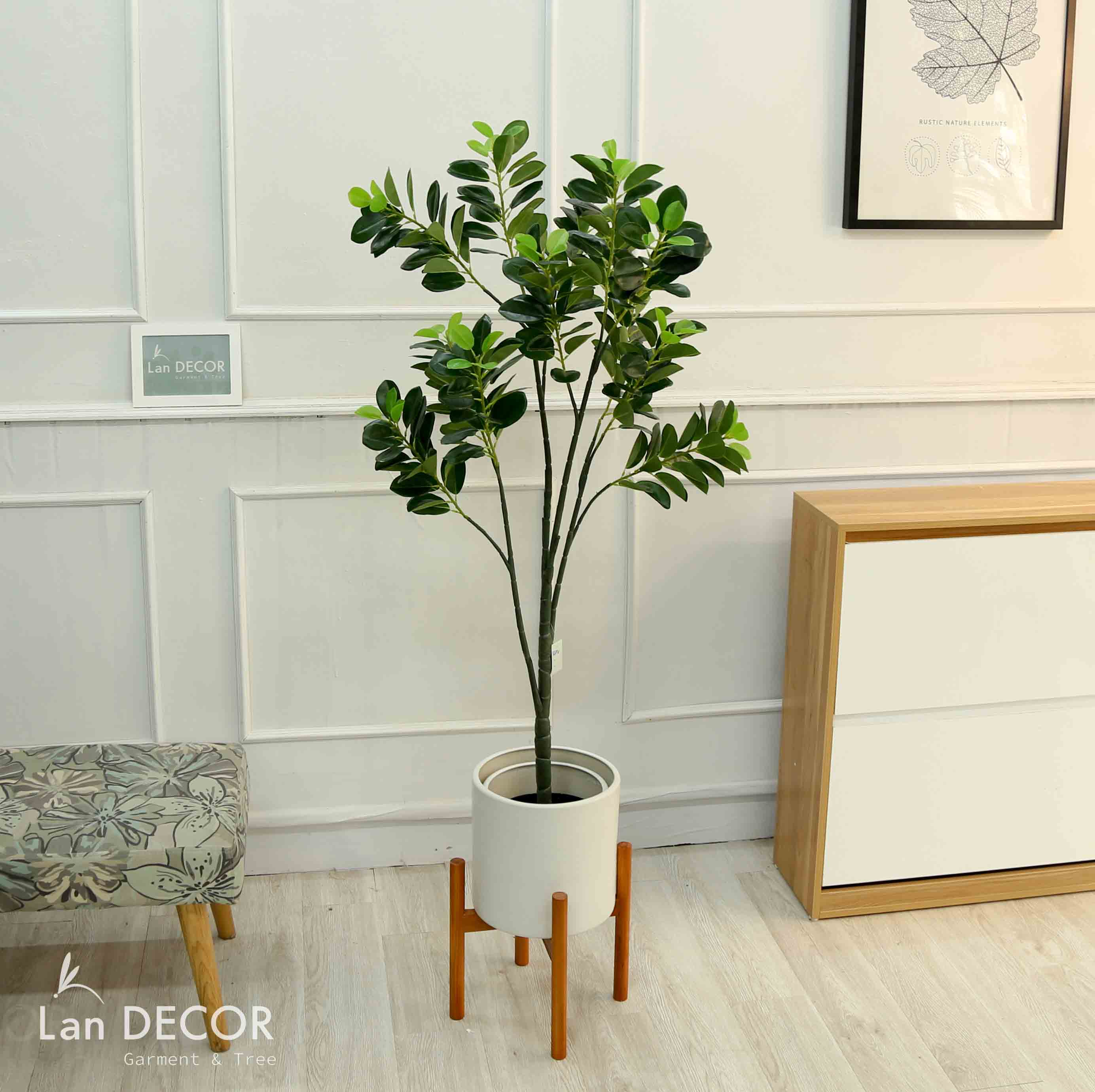 Cây lá tiền trang trí không gian hiện đại xanh mát Lan Decor (135cm) - LC5581