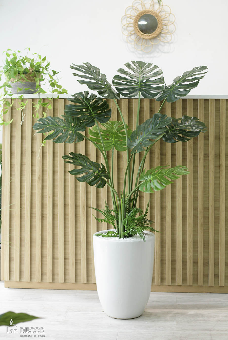 Cây lá xẻ cây monstera trang trí không gian hiện đại (120cm) - LC3024