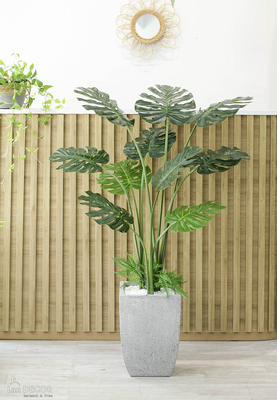 Cây lá xẻ cây monstera trang trí không gian hiện đại (120cm) - LC3024