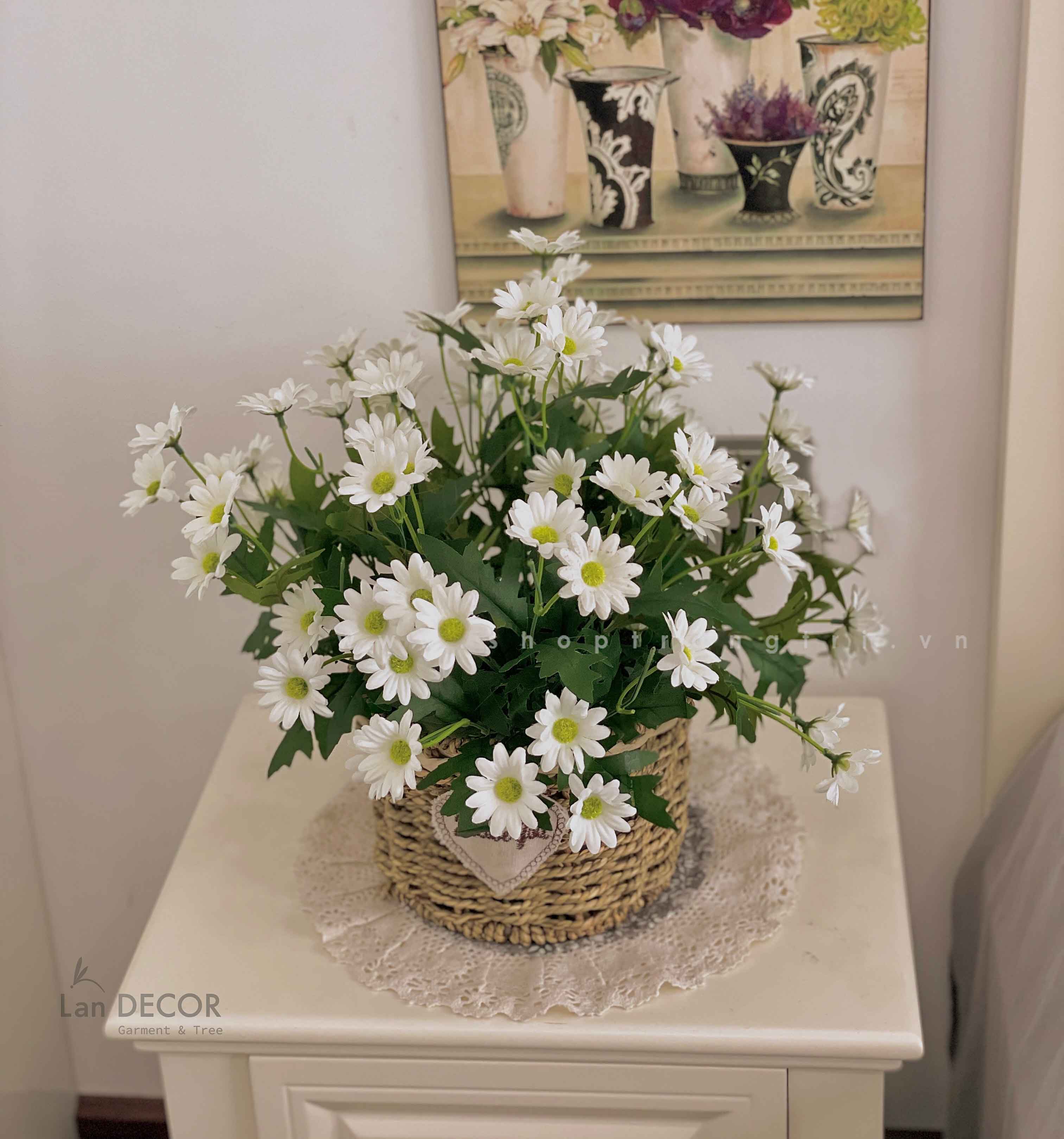 GIỎ HOA CÚC MẮT NGỌC TRANG TRÍ  LAN DECOR - CC605