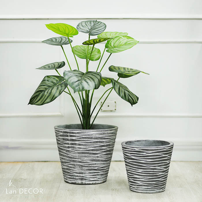 Chậu xi măng tròn vằn (D=30cm, D=33cm)- CXM024