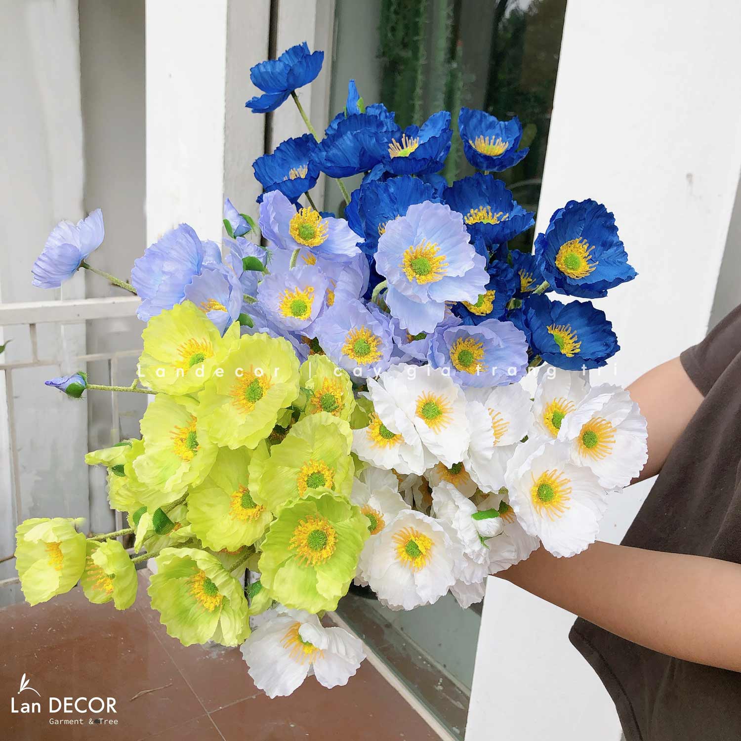 CÀNH HOA ANH TÚC GIẢ TRANG TRÍ (60cm) - HC1081