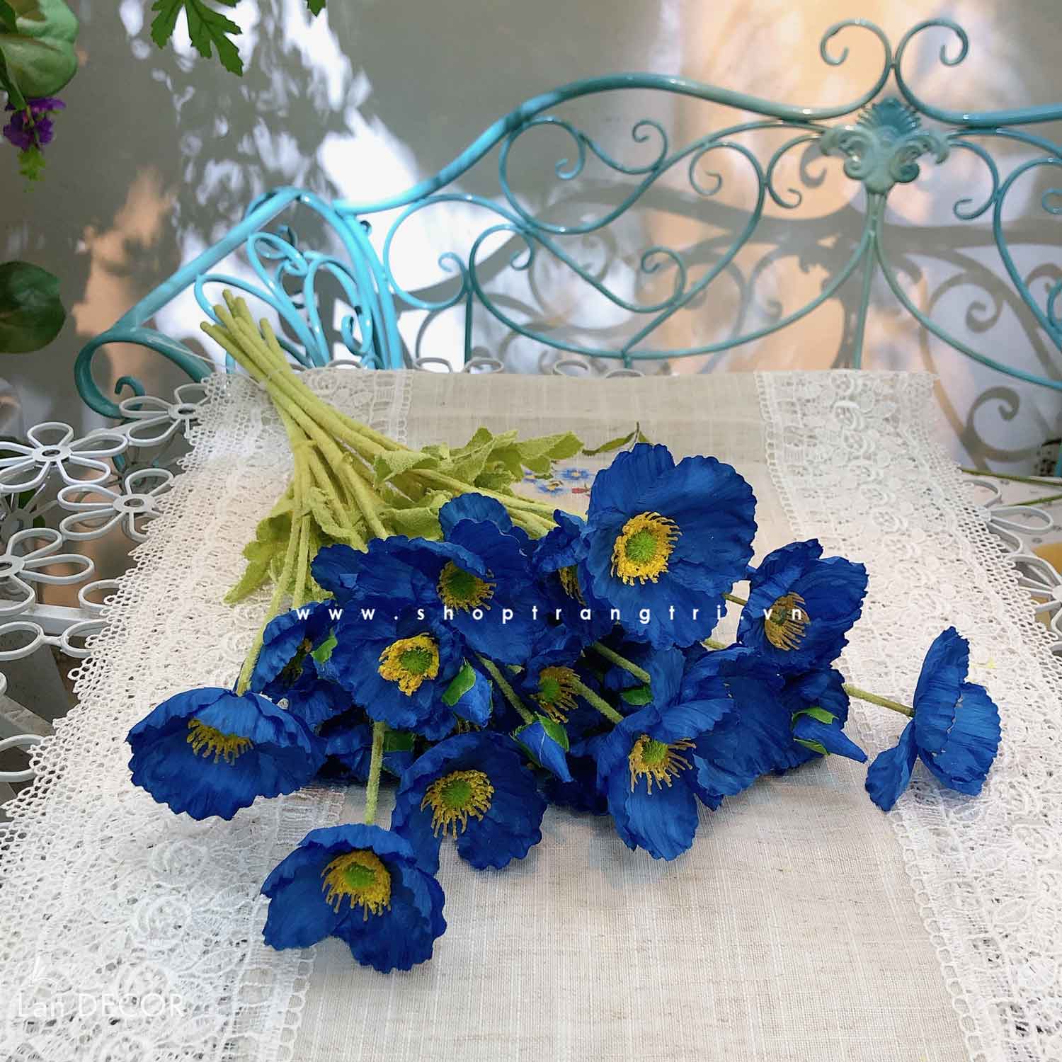 CÀNH HOA ANH TÚC GIẢ TRANG TRÍ (60cm) - HC1081