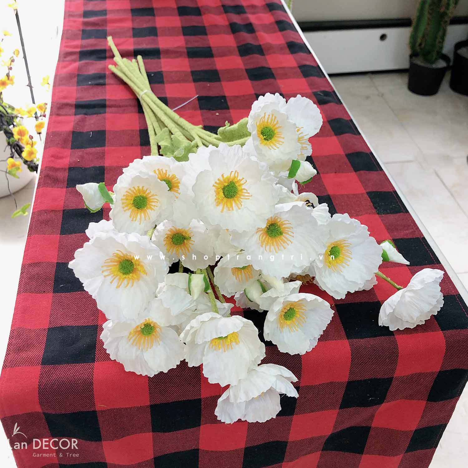 CÀNH HOA ANH TÚC GIẢ TRANG TRÍ (60cm) - HC1081