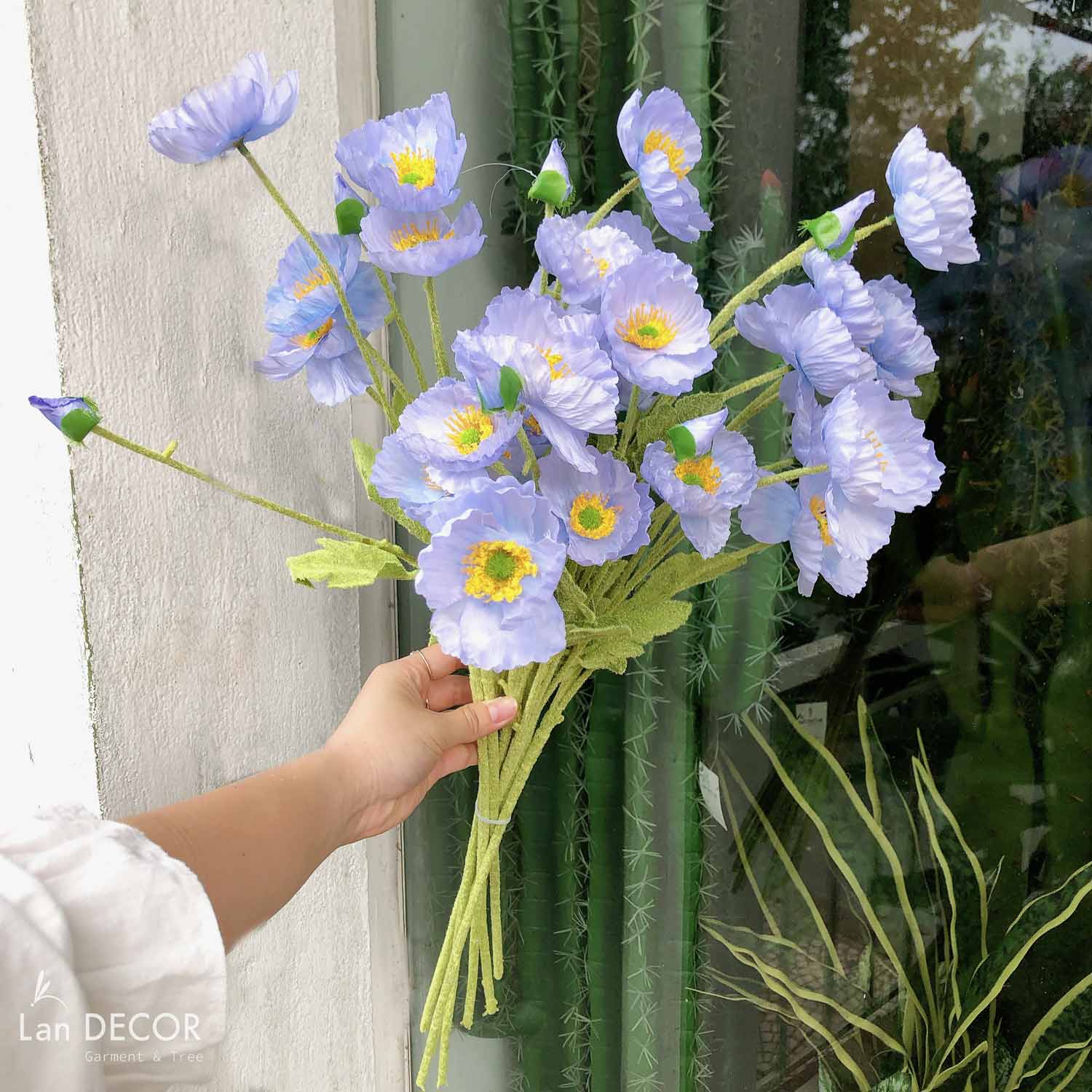 CÀNH HOA ANH TÚC GIẢ TRANG TRÍ (60cm) - HC1081