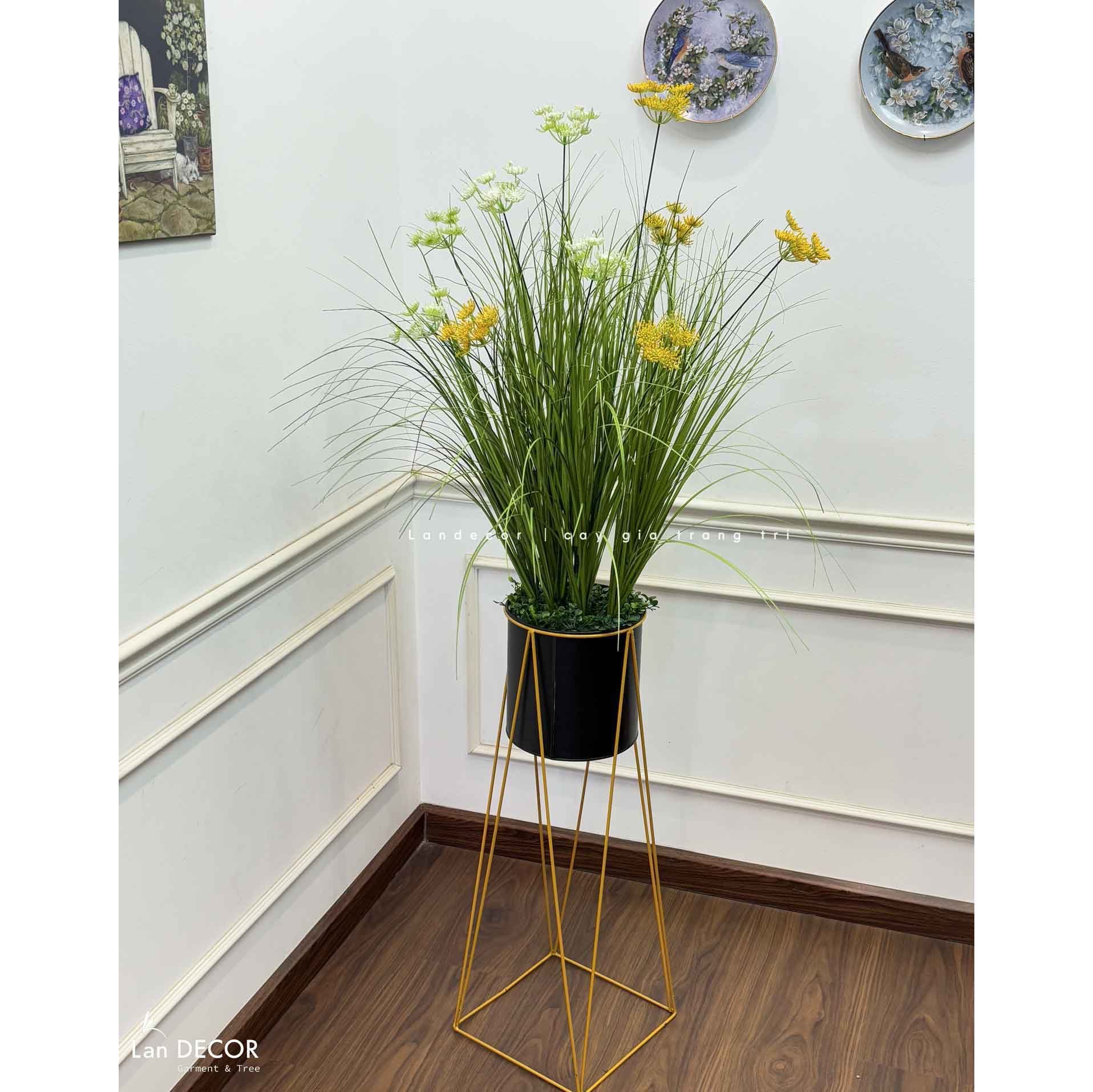 Hoa Hồi Hương Giả - Kệ Hoa Hồi Hương Giả Thiết Kế Lan Decor (cao 125-140cm, tán 55cm)- CC1111