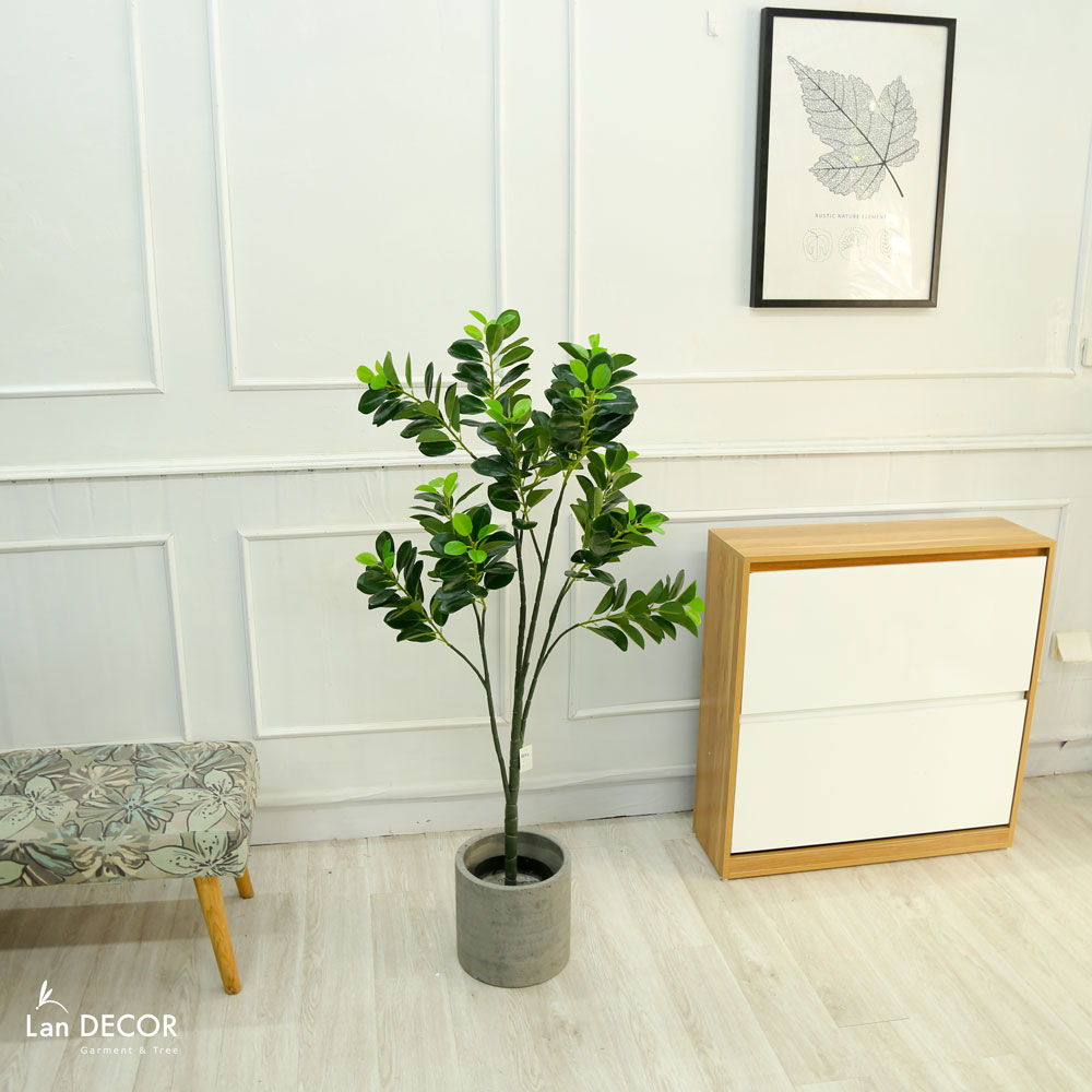 Cây lá tiền trang trí không gian hiện đại xanh mát Lan Decor (135cm) - LC5581
