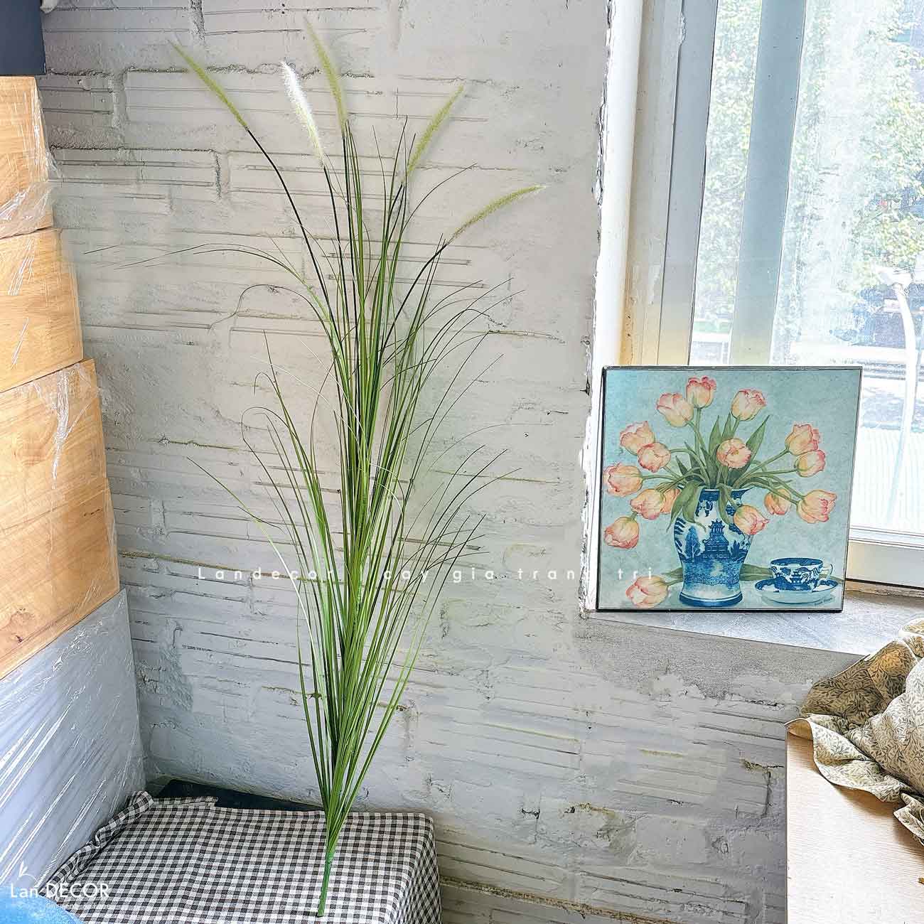Cỏ Lau Giả- Cành Cỏ Lau Giả Thiết Kế Lan Decor, Trang Trí Kệ Cây, Tiểu Cảnh Lau Giả Quán Cafe Độc Đáo - CC1087