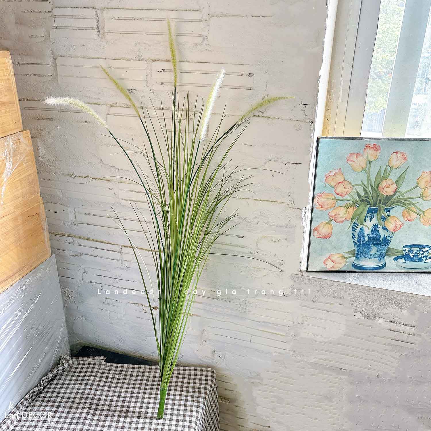 Cỏ Lau Giả- Cành Cỏ Lau Giả Thiết Kế Lan Decor, Trang Trí Kệ Cây, Tiểu Cảnh Lau Giả Quán Cafe Độc Đáo - CC1087