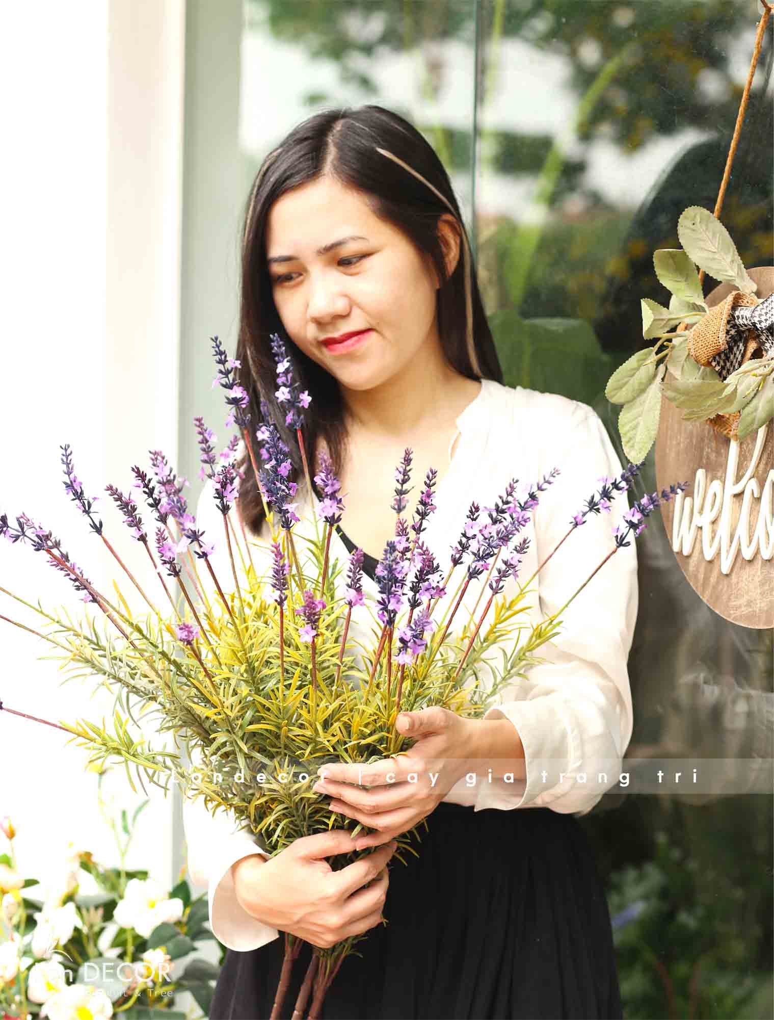 Cành hoa oải hương giả decor nhà đẹp (7 nhánh)- HC013