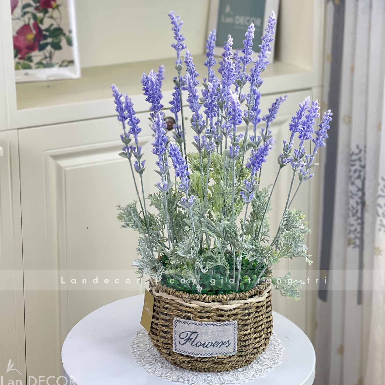 Cành Hoa Giả- Cành Hoa Oải Hương Lá Mốc Trang Trí (3 nhánh, 60-100cm)-HC1083