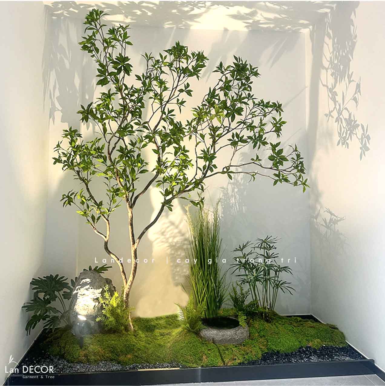 Tiểu Cảnh Cây Giả- Bồn Cây Linh Sơn Thiết Kế Tiểu Cảnh Khô, Decor Không Gian - RC070