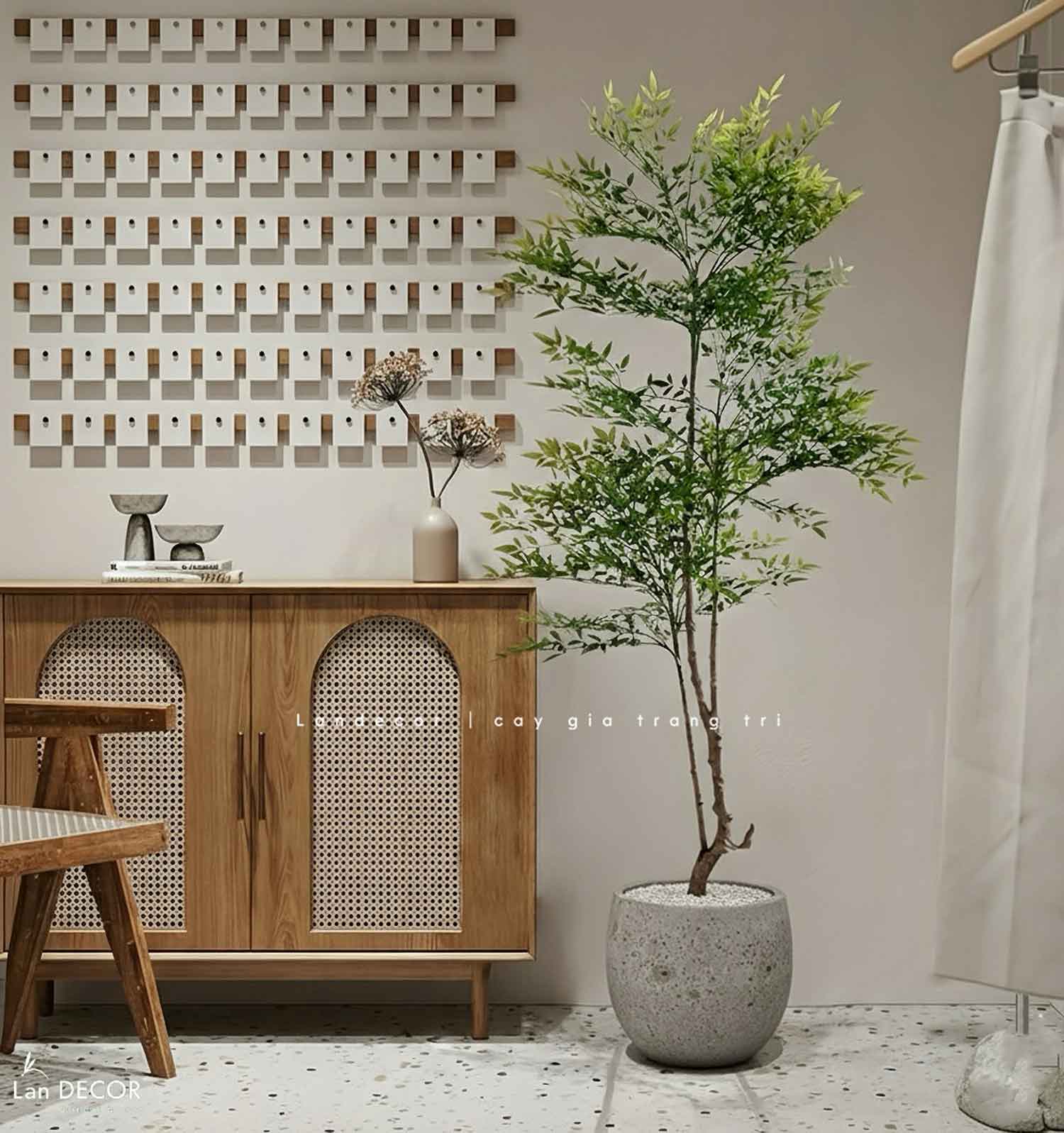 Cây Giả Decor- Cây Nam Thiên Trúc Giả Trang Trí Tiểu Cảnh Tự Nhiên (160cm)- LC3042