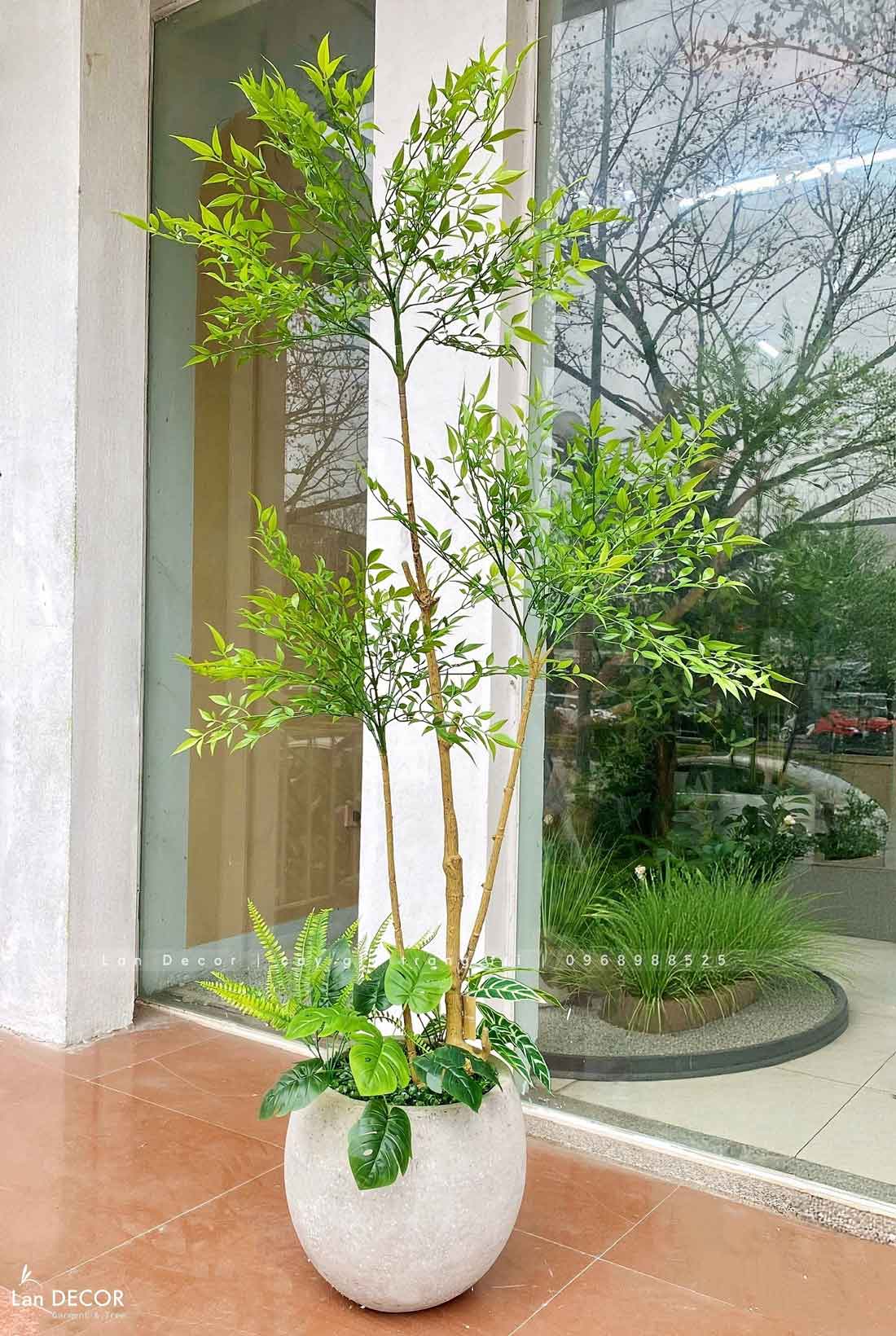 Cây Giả Decor- Cây Nam Thiên Trúc Giả Trang Trí Tiểu Cảnh Tự Nhiên (160cm)- LC3042