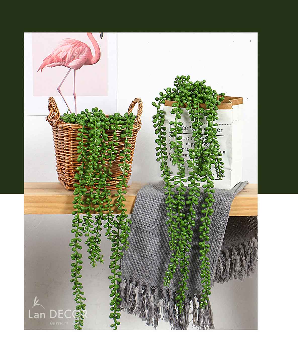 DÂY LỘC VỪNG RỦ GIẢ TREO TƯỜNG, BAN CÔNG (37cm, 77cm) - HC1142