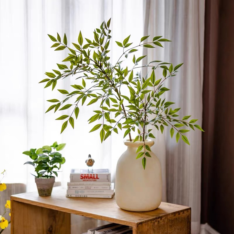 Cành Lá Gỉa Decor - Cành Nam Thiên Trúc Giả Decor Độc Đáo (70-110CM) - HC1336