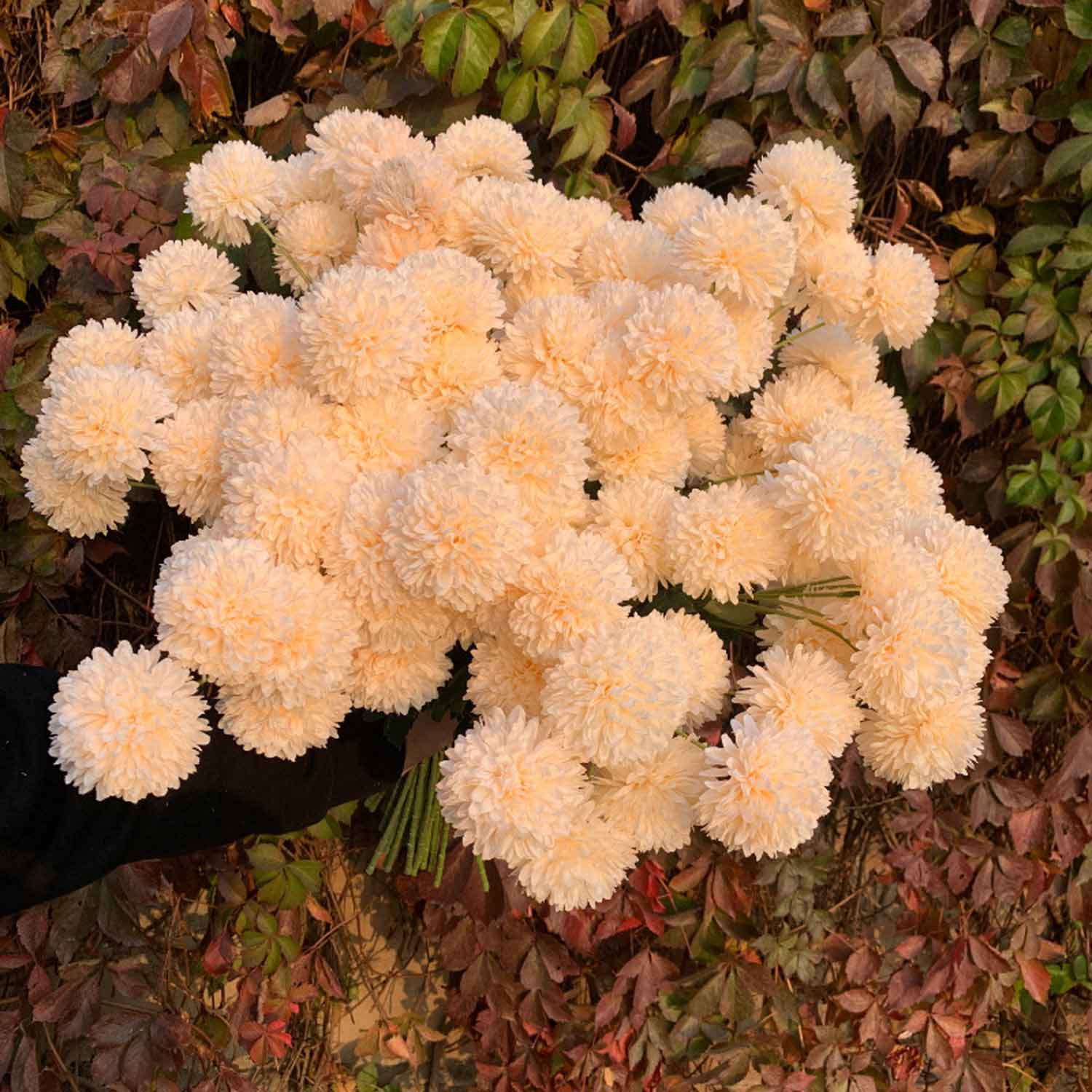 Hoa Giả-Cành Hoa Pingpong Giả Trang Trí Quán Cafe (60cm) - HC1177