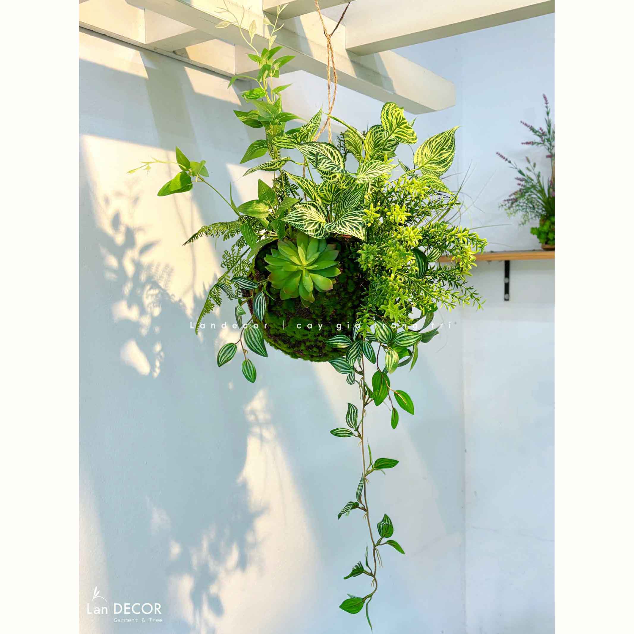 Quả Cầu Rêu Giả Trang Trí Không Gian Sống Xanh Mát (45x40x40cm)- CC1295