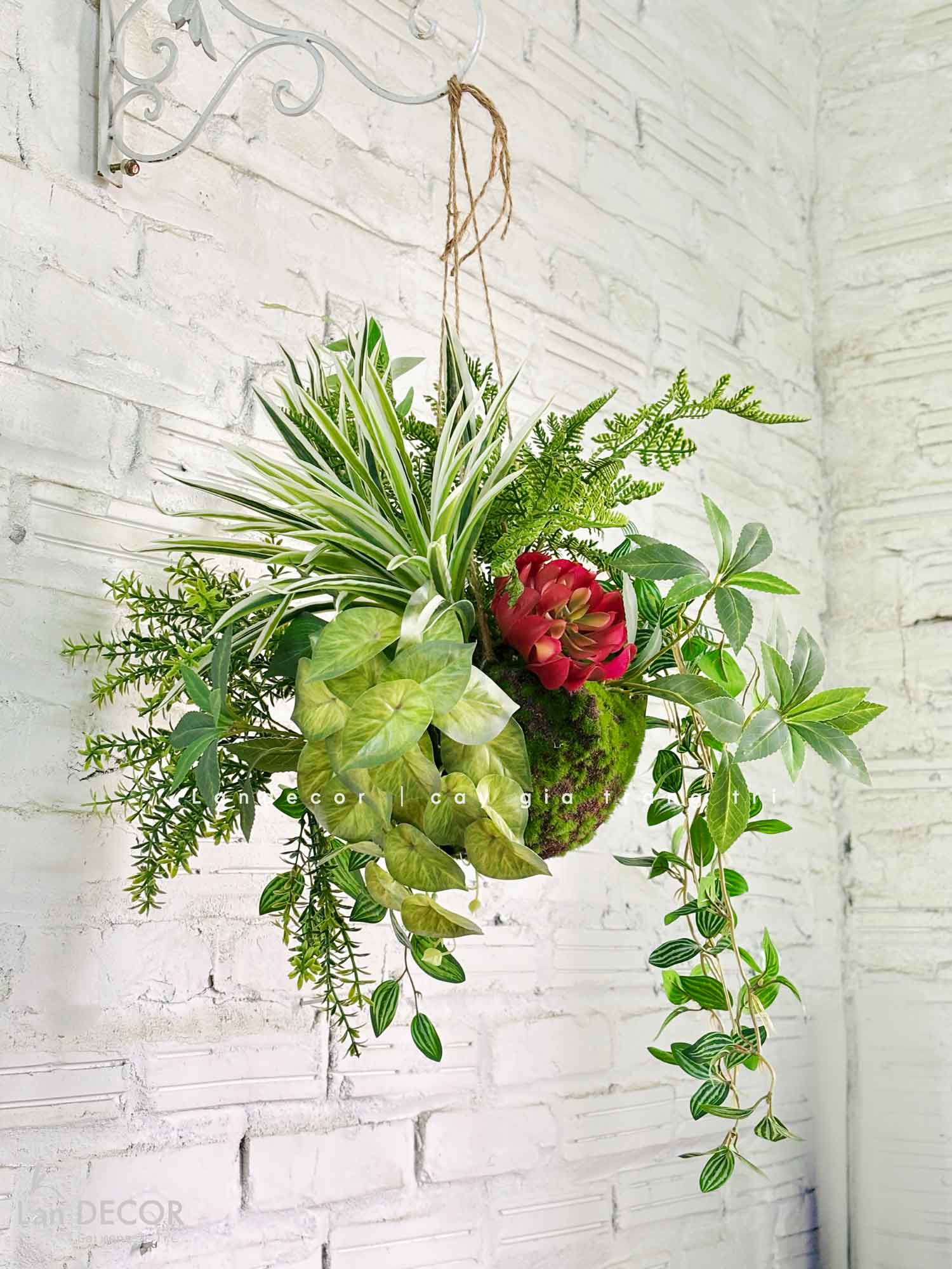 Thiết Kế Quả Cầu Treo Rủ Decor Tiểu Cảnh Xanh Hiện Đại (40x50x30cm)- CC1297