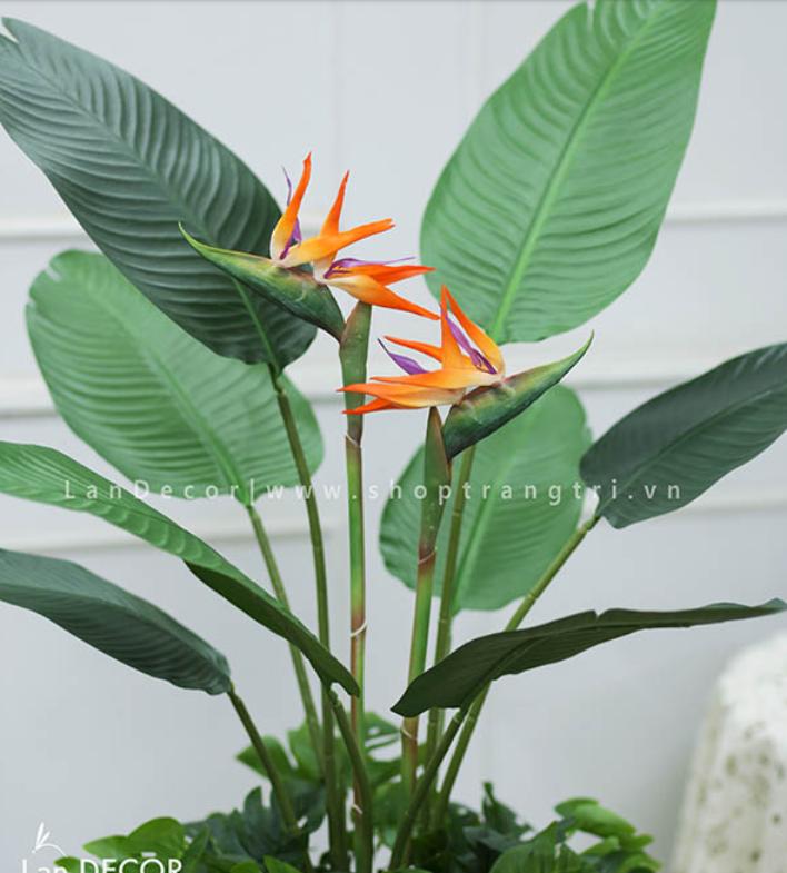Cây hoa Thiên Điểu trang trí nội thất sang trọng LanDecor (120cm) - LC3018-1 Mix