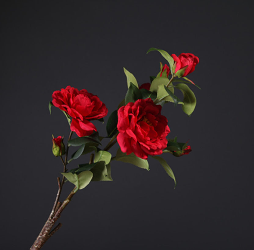 Cành hoa trà (trắng/đỏ) trang trí - HC852