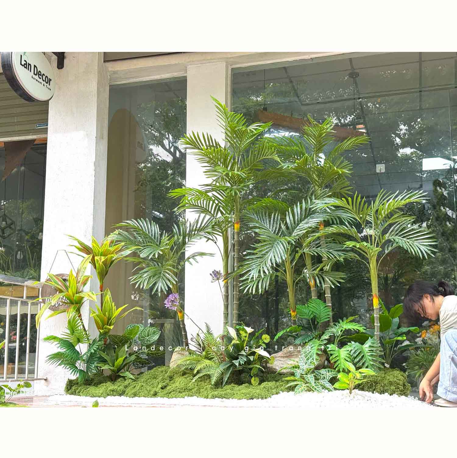 Thi Công Tiểu Cảnh Cây Giả - Bồn Rêu Cây Dừa Giả Thiết Kế Tiểu Cảnh Quán Cafe