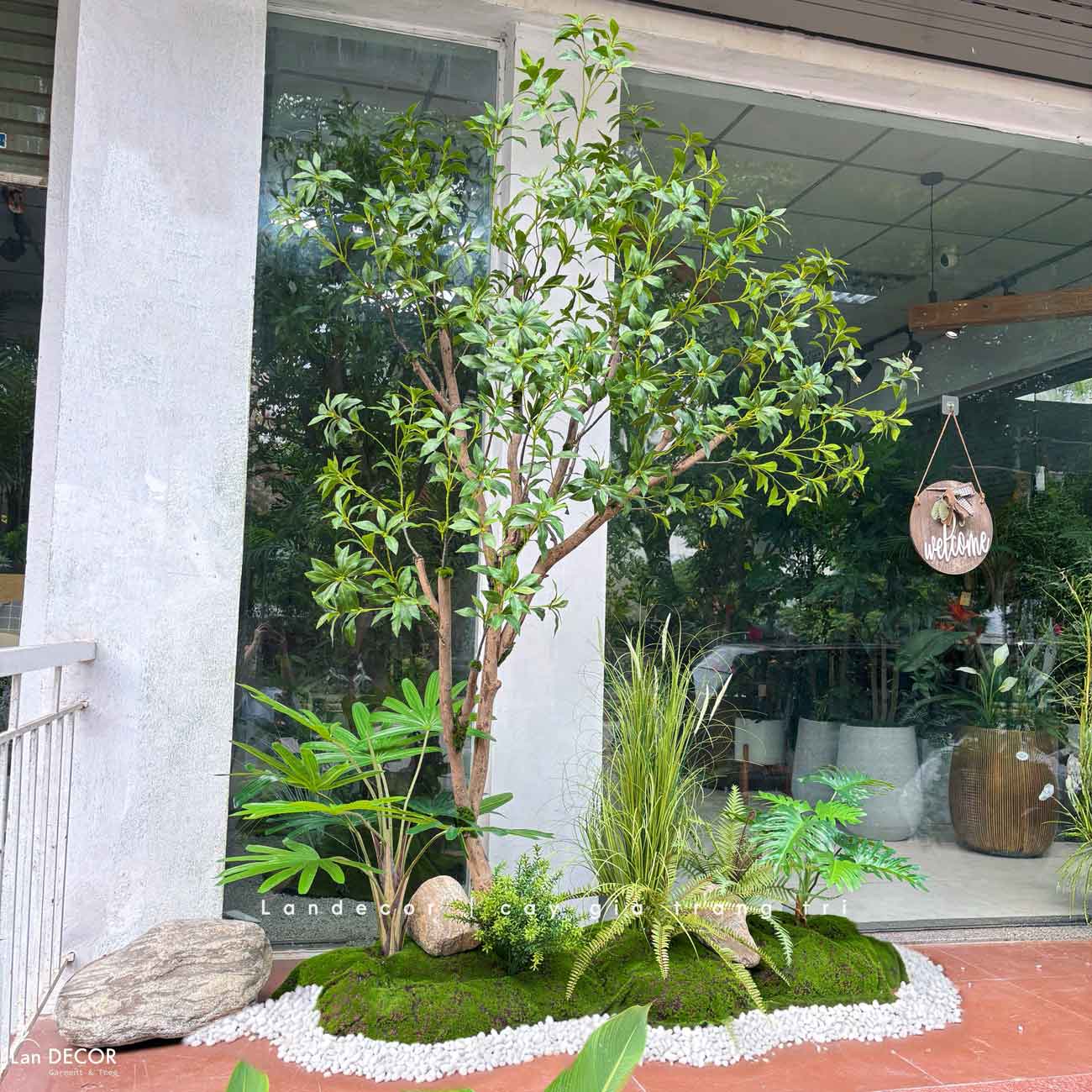 Tiểu Cảnh Cây Giả- Bồn Cây Linh Sơn Thiết Kế Tiểu Cảnh Khô, Decor Không Gian - RC070