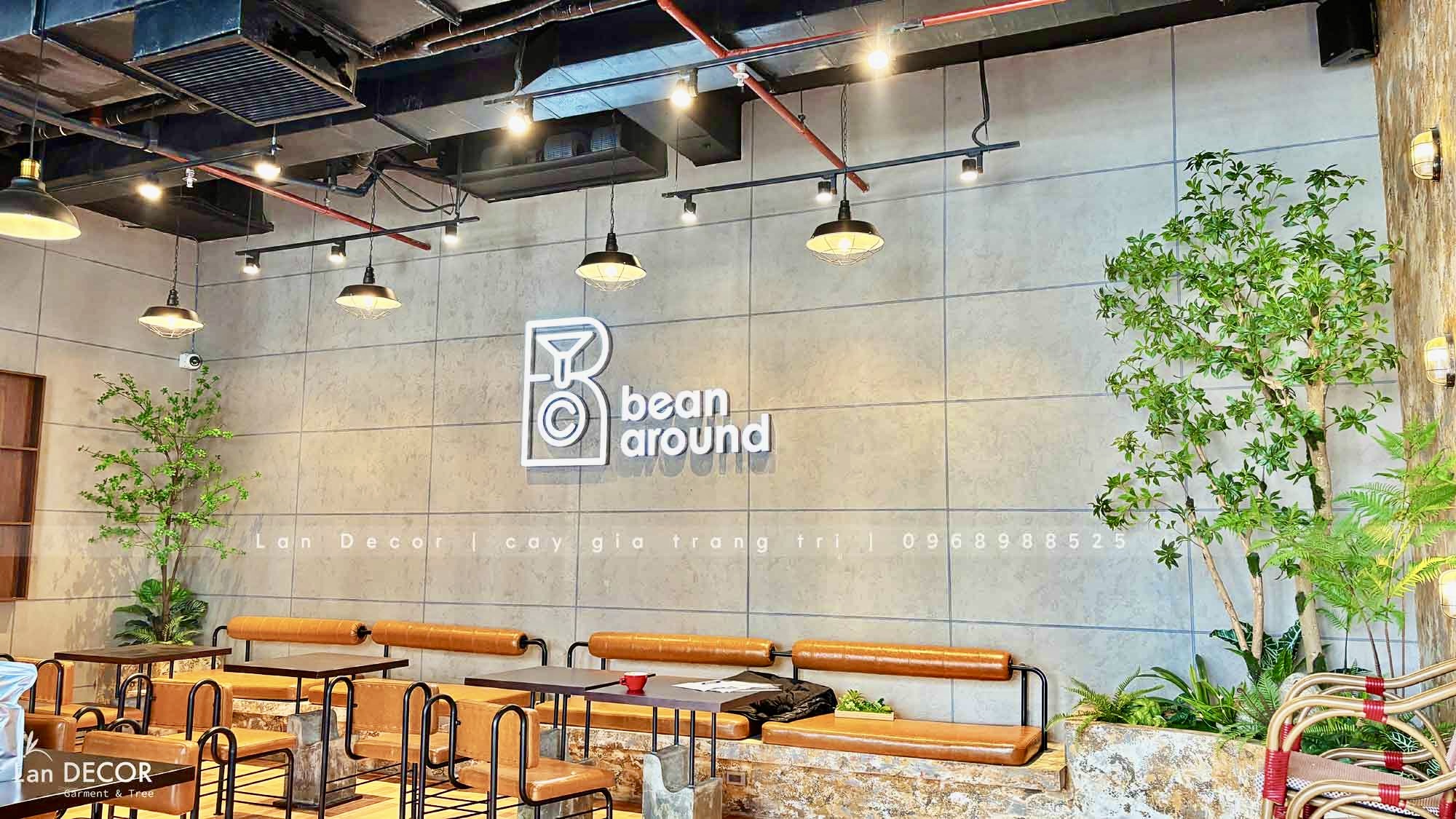 Công trình bồn cây giả- Bồn cây xanh giả trang trí tiểu cảnh cho quán Bean Around Coffee